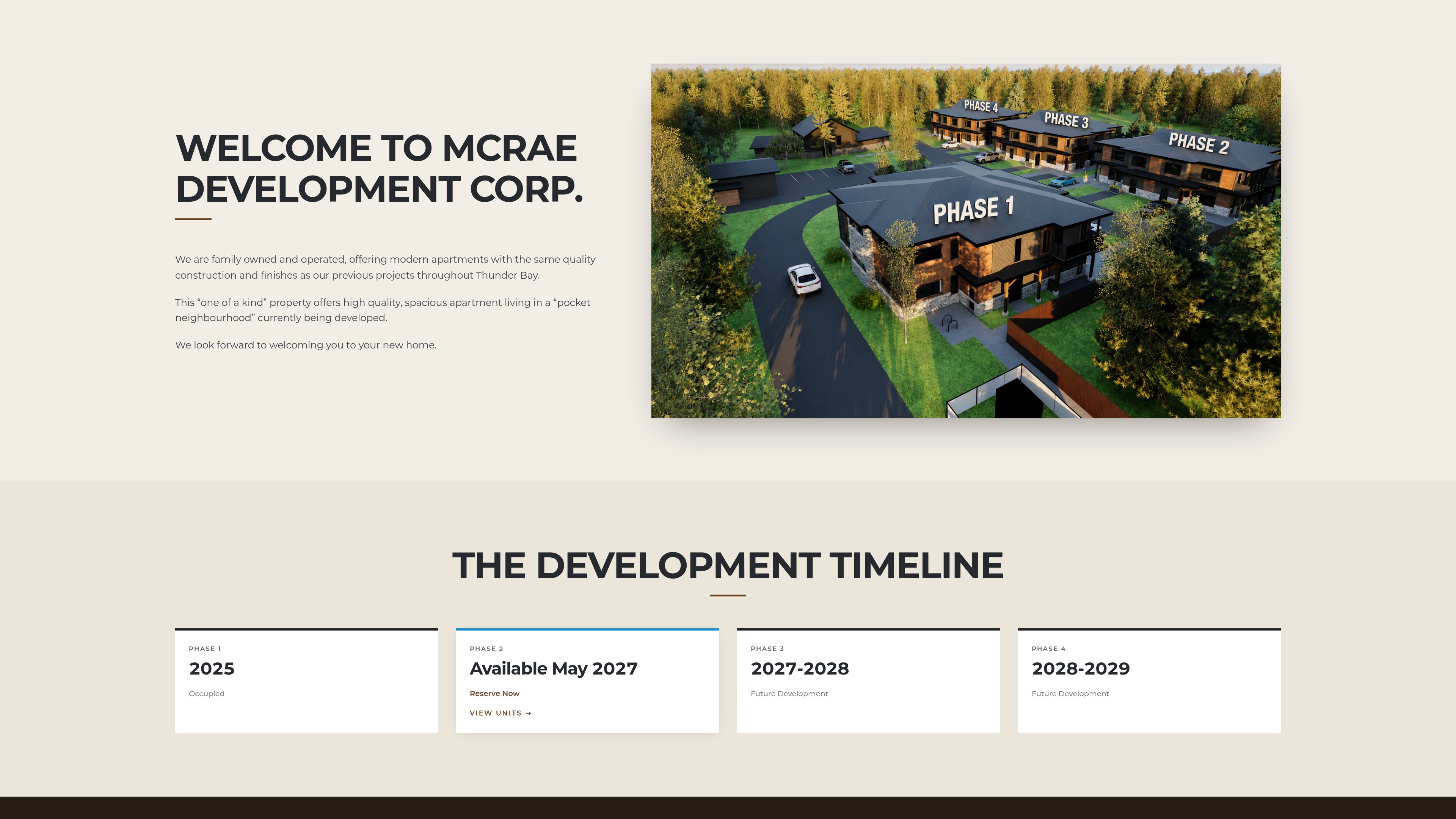 About: the four-phase masterplan as a single aerial rendering.
