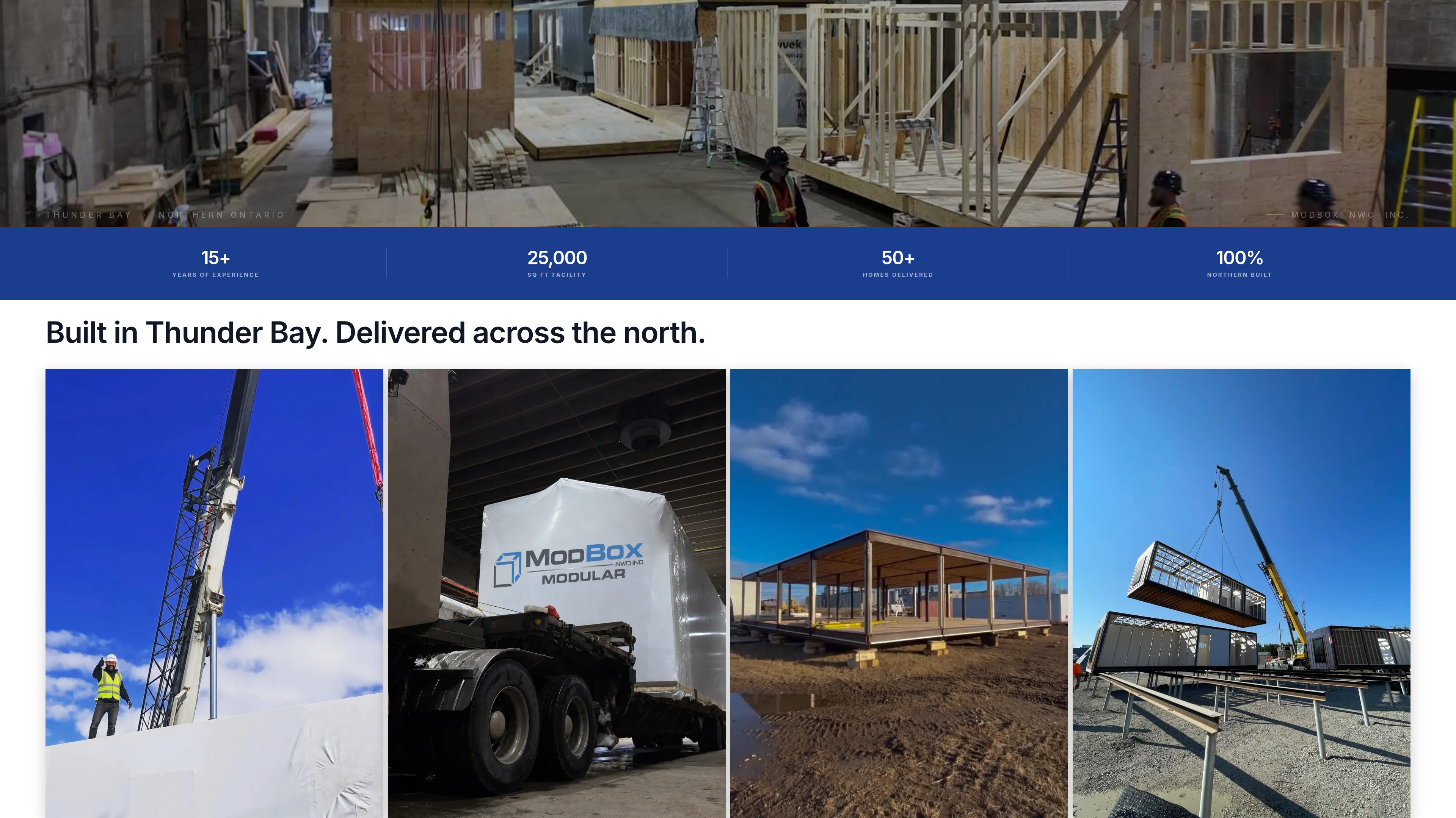 Built in Thunder Bay, delivered across the north: every image is the company’s own work.