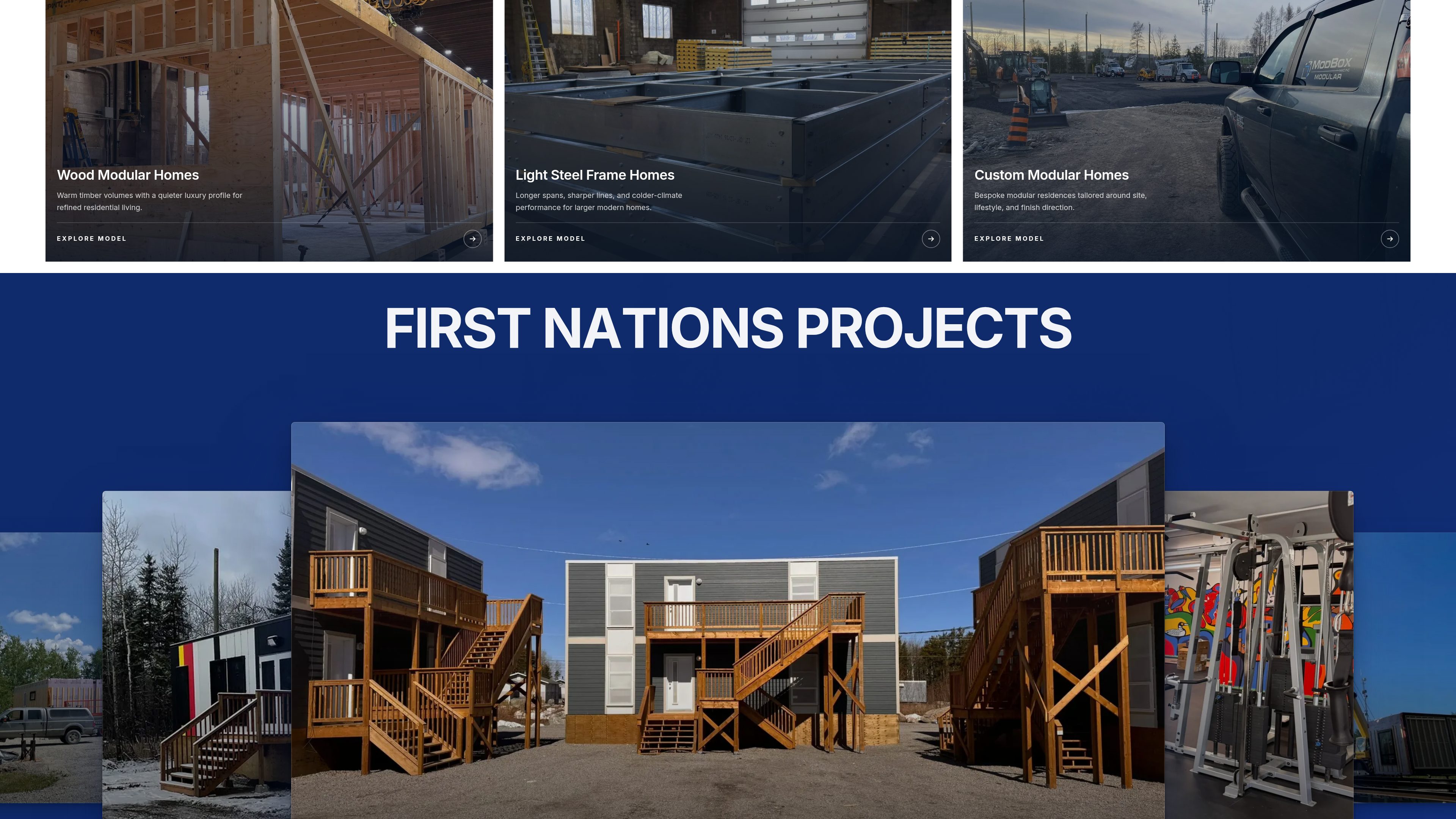 First Nations work gets its own banner-blue chapter on the homepage.