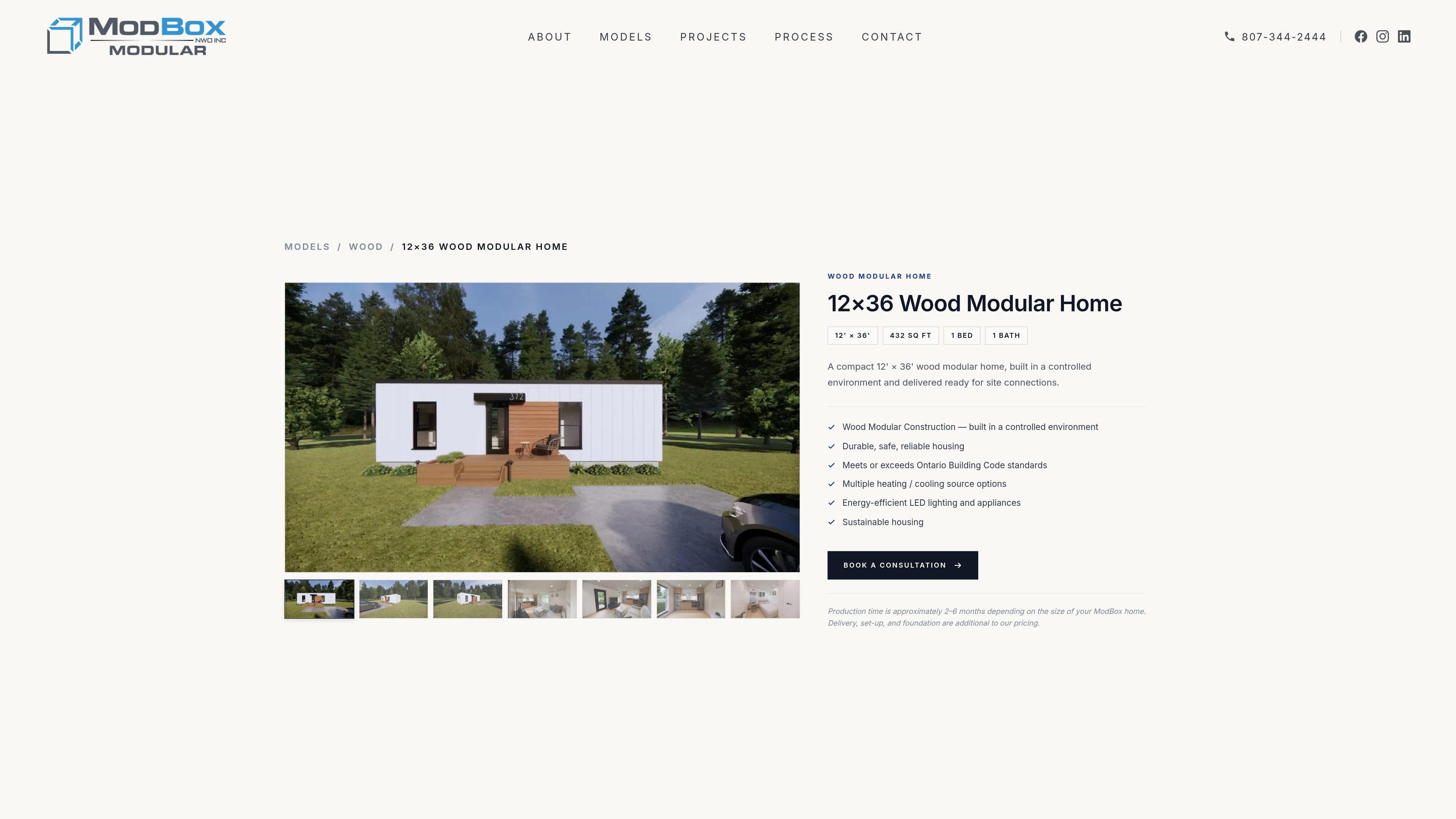 Product page: gallery, key specs and a direct path to a consultation.